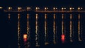 Lighting water Lanterns on river at night Royalty Free Stock Photo