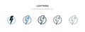 Lightining icon in different style vector illustration. two colored and black lightining vector icons designed in filled, outline