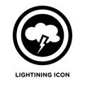 Lightining icon vector isolated on white background, logo concept of Lightining sign on transparent background, black filled