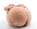 Chocolate ice cream scoop on white plate close-up Royalty Free Stock Photo