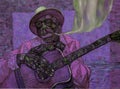 Lightnin` Hopkins, oil painting, artist Roman Nogin, series `Sounds of Jazz. `