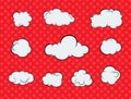 Pop Art Design Elements Retro Clouds. Vintage Sky Elements. Neon Colors.