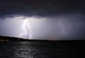 Lightning above the lake Royalty Free Stock Photo