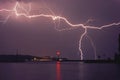 Lightning above the lake Royalty Free Stock Photo