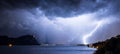 Lightning in the night sky in the storm weather Royalty Free Stock Photo