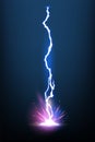 Lightning animation with sparks. Electricity thunderbolt danger, light electric powerful thunder. Bright energy effect