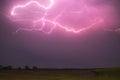 Lightning with with beautiful purple light, thunderstorm at summer