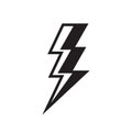 Lightning black icon design. Thunderbolt sign. Electric energy power flat icon. Flash sign. Electrical industry. Battery voltage