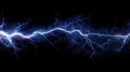 Lightning bolt with branching fingers. Scary massive powerful strike isolated on black background Royalty Free Stock Photo