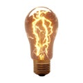 Lightning Bolt Bulb Edison LED Light On Transparent Background Royalty Free Stock Photo