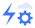 Lightning Bolt with Cloud and Gear Symbolizing Power, Innovation, and Technology Royalty Free Stock Photo