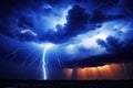 Lightning Bolt Through Cloudy Sky