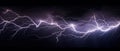Lightning bolt in dark blue sky, electric light in storm on black background. Concept of thunderbolt, thunderstorm, strike, flash Royalty Free Stock Photo
