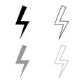Lightning bolt Electric power Flash thunderbolt icon outline set black grey color vector illustration flat style image Royalty Free Stock Photo