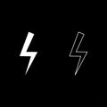 Lightning bolt Electric power Flash thunderbolt icon outline set white color vector illustration flat style image Royalty Free Stock Photo