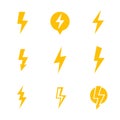 Lightning bolt, electricity warning vector signs