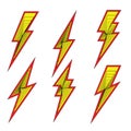 Lightning bolt Flash Icons Set vector Royalty Free Stock Photo