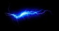 lightning bolt. Lightning flash bolt or thunderbolt. Blue lightning or magic power blast storm. Thunder and lightning isolated on Royalty Free Stock Photo