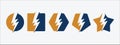 lightning bolt, flash thunderbolt, electric spark and fast superhero symbol vector icon logo design template. assorted inside