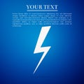 Lightning bolt flat icon on blue background