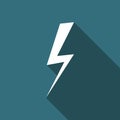 Lightning bolt flat icon with long shadow