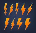 Lightning bolt flat icons set.