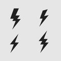 Lightning bolt flat icons set