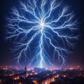 616 99. Lightning bolt forking into multiple branches Royalty Free Stock Photo