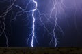 Lightning bolt hitting a tree in a storm Royalty Free Stock Photo