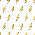 Lightning bolt horizontal seamless pattern. Repeated texture on white background. Abstract geometric design. Strong