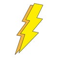 Lightning bolt icon, doodle style flat vector Royalty Free Stock Photo