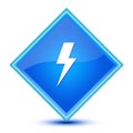 Lightning bolt icon isolated on special blue diamond button illustration