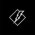 Lightning bolt icon. Lightning, electric power logo isolated on black background Royalty Free Stock Photo