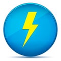 Lightning bolt icon modern flat cyan blue round button