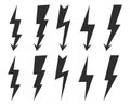 Lightning bolt icon set. High voltage icon. Thunderbolt, lighting strike, flash symbol Royalty Free Stock Photo