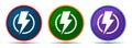 Lightning bolt icon silky smart flat round buton set illustration Royalty Free Stock Photo