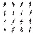 Lightning bolt icons isolated on a white background