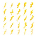 Lightning bolt icons set cartoon vector. Electric power Royalty Free Stock Photo