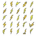 Lightning bolt icons vector flat
