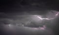 A lightning bolt over a city is always a unique event. Enchanting show of light and sound Royalty Free Stock Photo