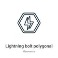 Lightning bolt polygonal outline vector icon. Thin line black lightning bolt polygonal icon, flat vector simple element