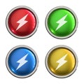 Lightning bolt icon glass button