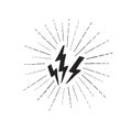 Lightning bolt set. Grunge strike icon. Power sign. Thunderbolt Royalty Free Stock Photo