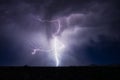 Lightning bolt strike in a thunderstorm