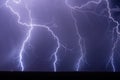 Lightning bolt strike and thunderstorm Royalty Free Stock Photo
