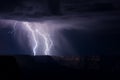 Lightning strike from a thunderstorm Royalty Free Stock Photo