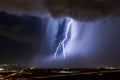 Lightning bolt striking through a microburst in a storm Royalty Free Stock Photo