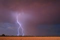 Lightning bolt strikes from a monsoon thunderstorm