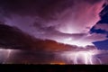 Lightning bolt strikes from a powerful thunderstorm Royalty Free Stock Photo