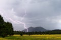 Lightning bolt striking Sunset Crater Royalty Free Stock Photo